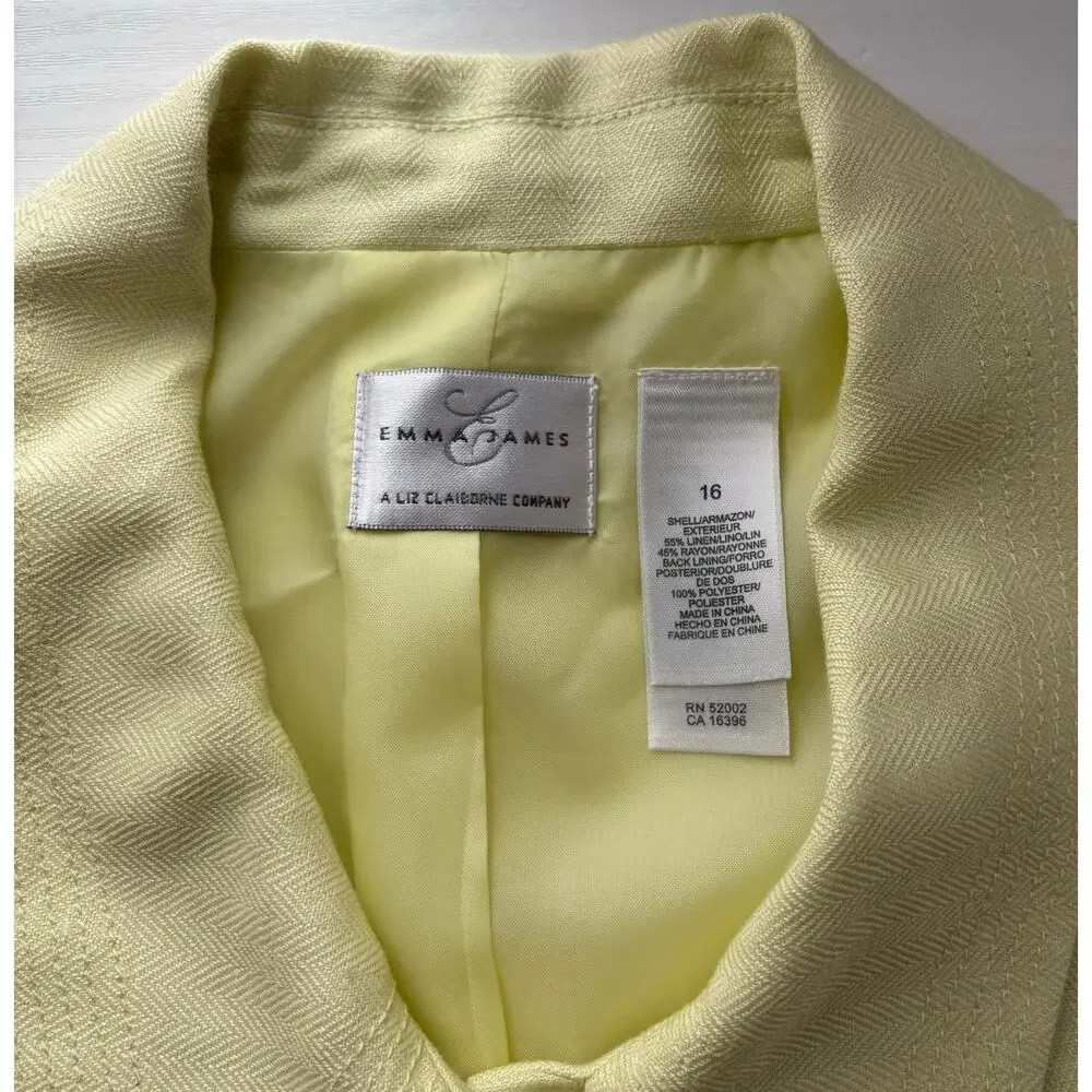 Emma James Yellow Linen Blend Blazer Size 16